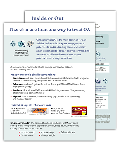 OA Pain Management Counseling Tool for HCP